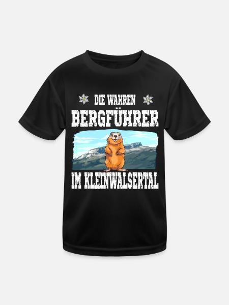 Die wahren Bergführer Kleinwalsertal Murmeltier - Kinder Funktions-T-Shirt - Schwarz - Vorne