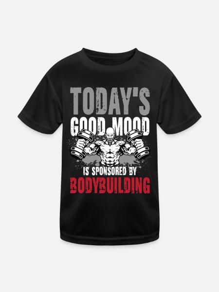 Today's Good Mood Bodybuilding - Kinder Funktions-T-Shirt - Schwarz - Vorne