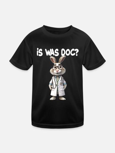 Doktor Hase Is was Doc für einen Arzt Doktor - Kinder Funktions-T-Shirt - Schwarz - Vorne