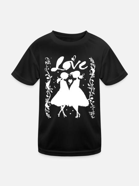 Liebesgrafik für Frauen mit Liebe - Kinder Funktions-T-Shirt - Schwarz - Vorne