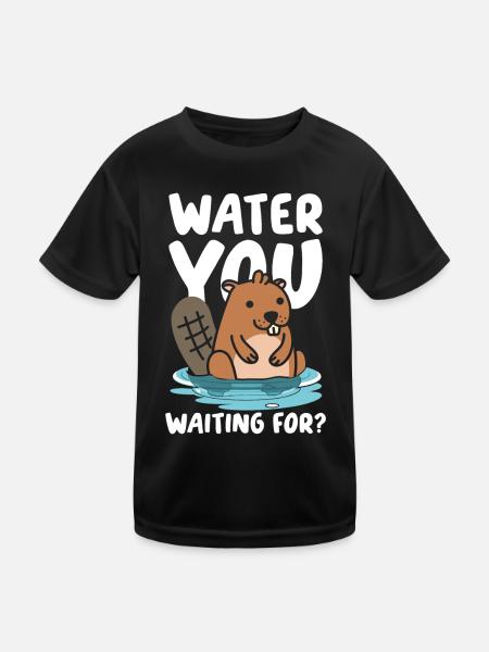 Water You Waiting For Biber - Kinder Funktions-T-Shirt - Schwarz - Vorne