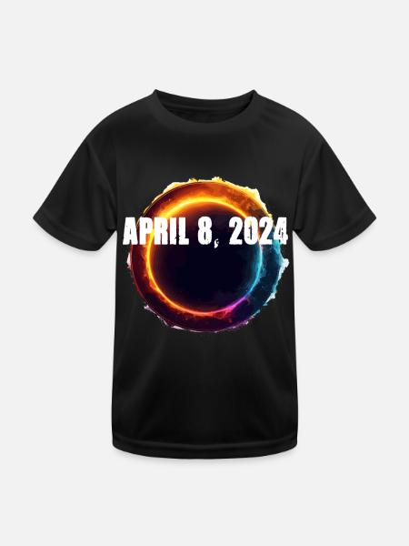 Sonnenfinsternis 8. April 2024 - Kinder Funktions-T-Shirt - Schwarz - Vorne