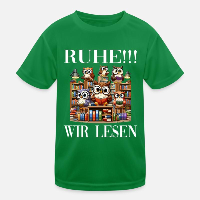 Ruhe Wir Lesen Eulen Kinder Funktions-T-Shirt