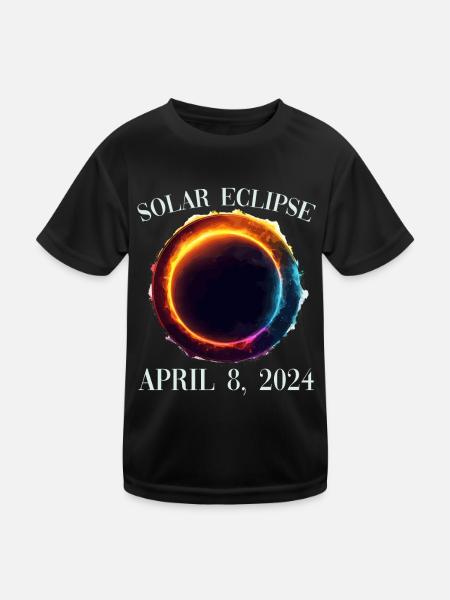 Sonnenfinsternis 8. April 2024 - Kinder Funktions-T-Shirt - Schwarz - Vorne