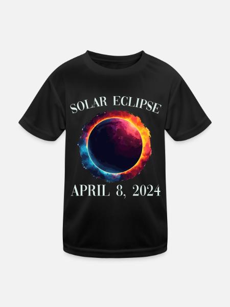 Sonnenfinsternis 8. April 2024 - Kinder Funktions-T-Shirt - Schwarz - Vorne