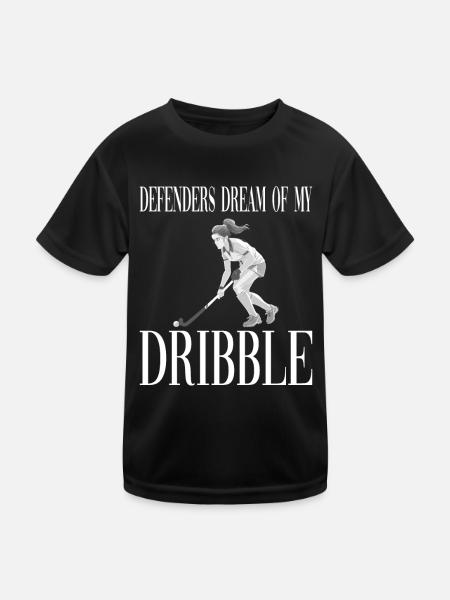 Defenders Dream Of My Dribble Feldhockey - Kinder Funktions-T-Shirt - Schwarz - Vorne