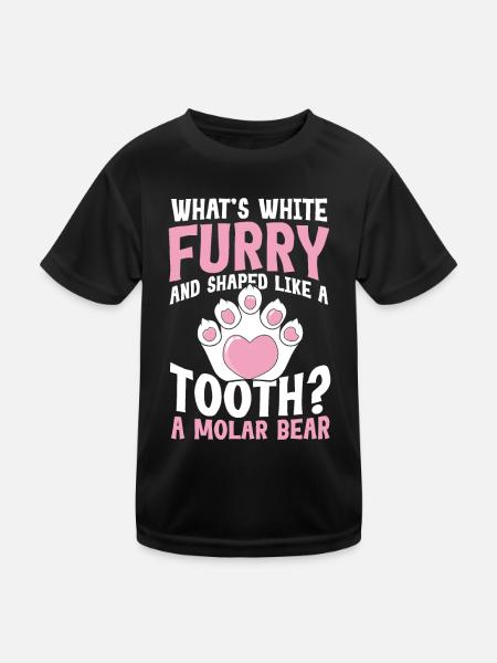 Furry and Shaped Like A Tooth A Molar Bear - Kinder Funktions-T-Shirt - Schwarz - Vorne