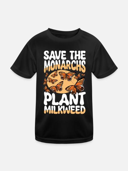 Save The Monarchs Plant Milkweed - Kinder Funktions-T-Shirt - Schwarz - Vorne
