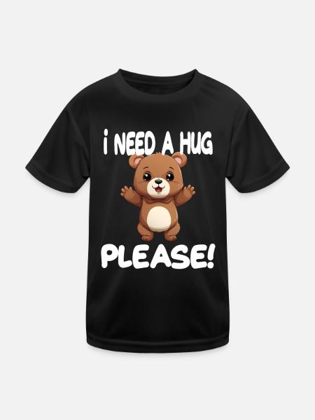 Hug Me Bear mit offenen Armen Umarmung für - Kinder Funktions-T-Shirt - Schwarz - Vorne