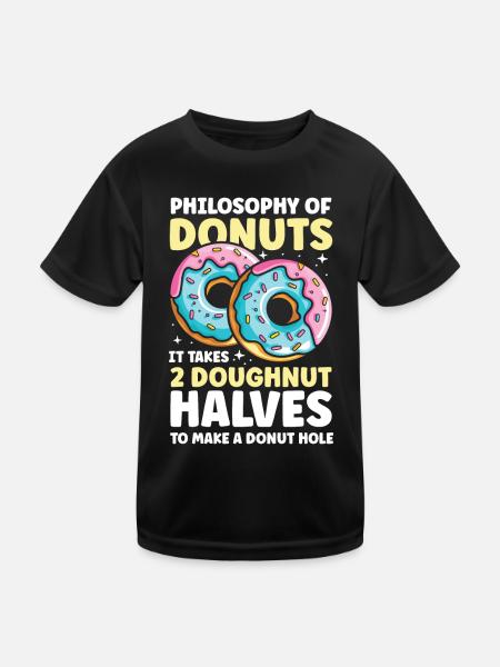 Philosophy of Donuts It takes 2 Doughnut Halves - Kinder Funktions-T-Shirt - Schwarz - Vorne