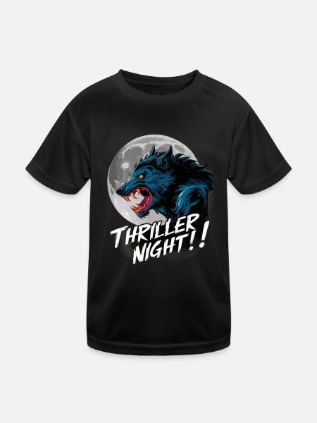 Thriller Nacht der Werwölfe und Mondscheinheulen - Kinder Funktions-T-Shirt - Schwarz - Vorne
