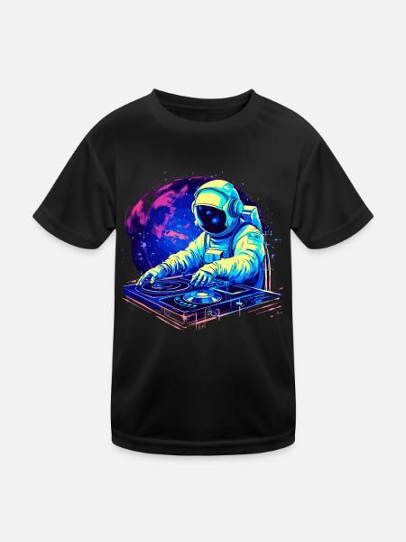 Astronaut-DJ rockt Musikfestival - Kinder Funktions-T-Shirt - Schwarz - Vorne