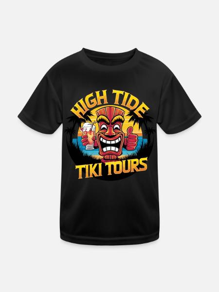 Tiki Kultur Maori Maske für einen Tkik Fans - Kinder Funktions-T-Shirt - Schwarz - Vorne
