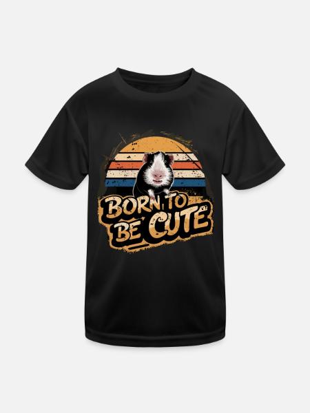 Born To Be Cute Meerschweinchen - Kinder Funktions-T-Shirt - Schwarz - Vorne