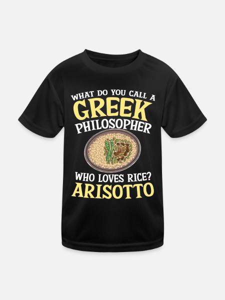 Greek Philosopher Who Loves Rice Arisotto - Kinder Funktions-T-Shirt - Schwarz - Vorne