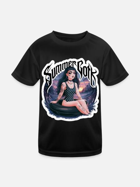 Summer Goth für Gothik Fans - Kinder Funktions-T-Shirt - Schwarz - Vorne