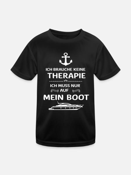 Ich Muss Nur Auf Mein Boot für einen - Kinder Funktions-T-Shirt - Schwarz