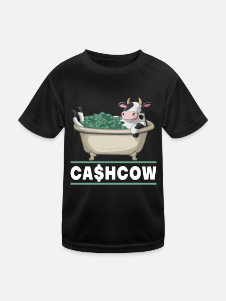 Cash Cow für einen Investor Anleger Sparer - Kinder Funktions-T-Shirt - Schwarz - Vorne