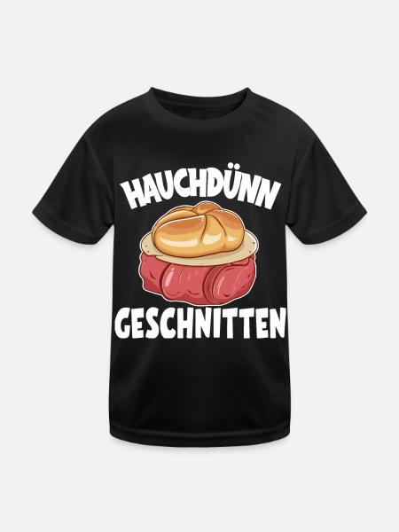 Hauchdünn geschnitten - Kinder Funktions-T-Shirt - Schwarz - Vorne