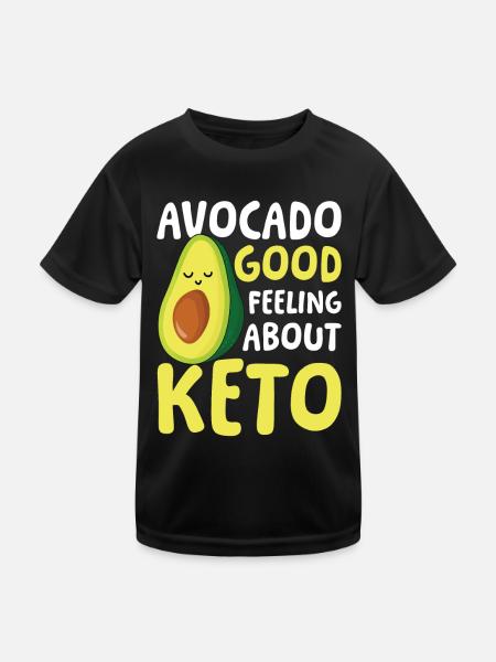 Avocado Good Feeling About Keto für einen Diät - Kinder Funktions-T-Shirt - Schwarz - Vorne