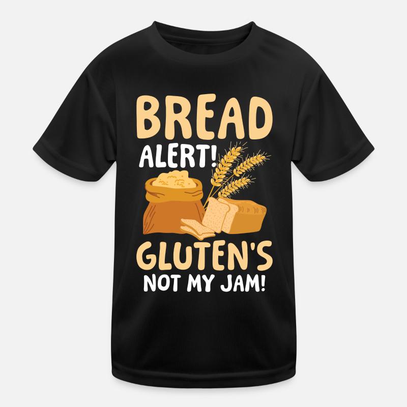 Bread alert Gluten's not my jam Kinder Funktions-T-Shirt