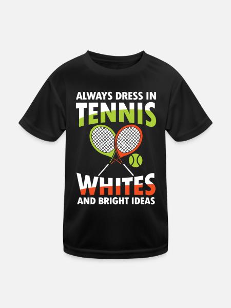 Always Dress in Tennis - Kinder Funktions-T-Shirt - Schwarz - Vorne