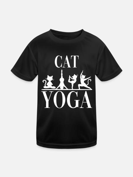 Yoga Katzen für einen Yogaschüler Yogalehrer - Kinder Funktions-T-Shirt - Schwarz - Vorne
