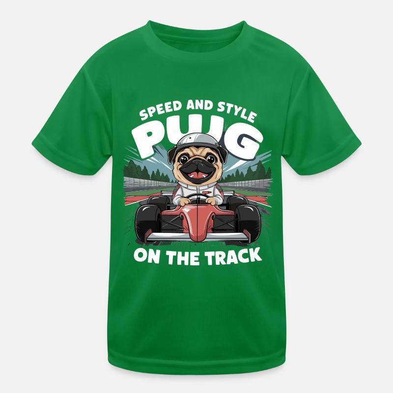 Mops Hundehalter Mops Rennfahrer Speed Kinder Funktions-T-Shirt