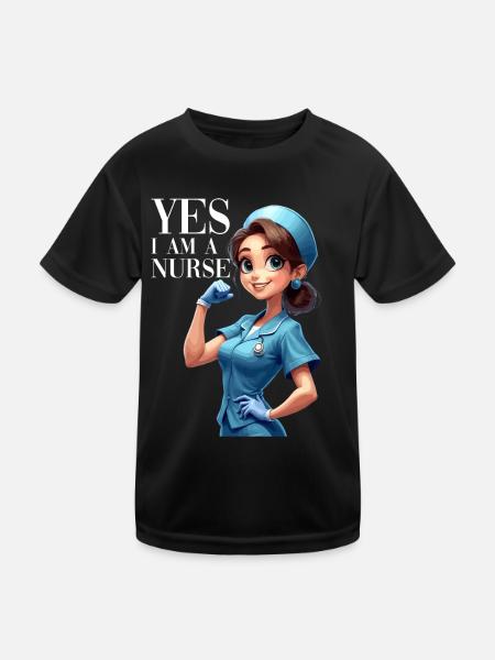 Lustige Krankenschwester mit Humor - Kinder Funktions-T-Shirt - Schwarz - Vorne