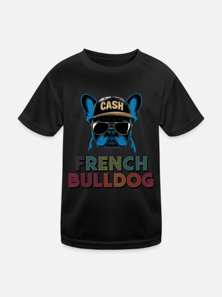 Französische Bulldogge Hund Mops - Kinder Funktions-T-Shirt - Schwarz - Vorne