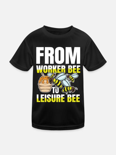 Rente Ruhestand From Worker Bee To Leisure Bee - Kinder Funktions-T-Shirt - Schwarz - Vorne