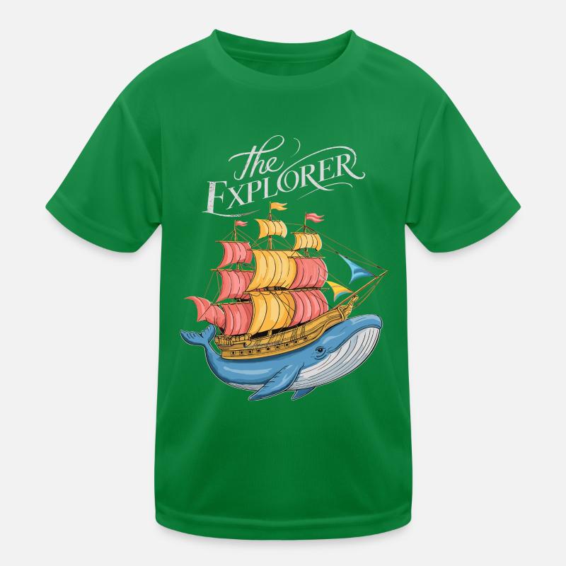 Nautisches Abenteuer mit Wal und Schiff Kinder Funktions-T-Shirt