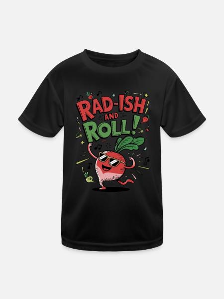 Rad-Ish and Roll für Radieschen Fans - Kinder Funktions-T-Shirt - Schwarz - Vorne