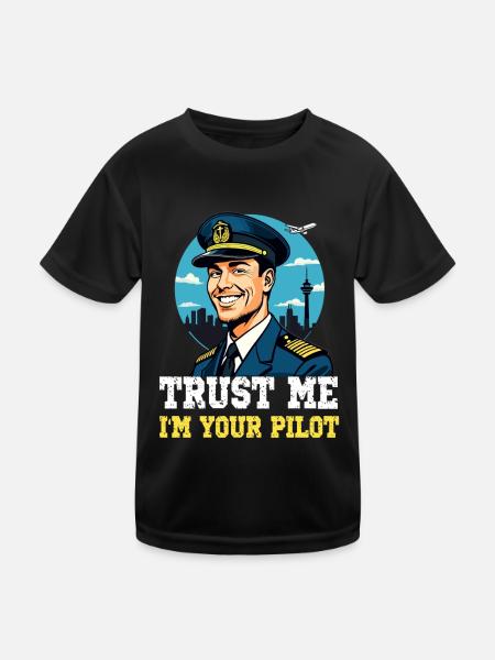 Trust Me I'm Your Pilot - Kinder Funktions-T-Shirt - Schwarz - Vorne