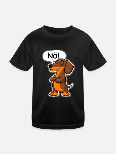 Dackel Nö – Charmanter Ausdruck für Dackel - Kinder Funktions-T-Shirt - Schwarz - Vorne