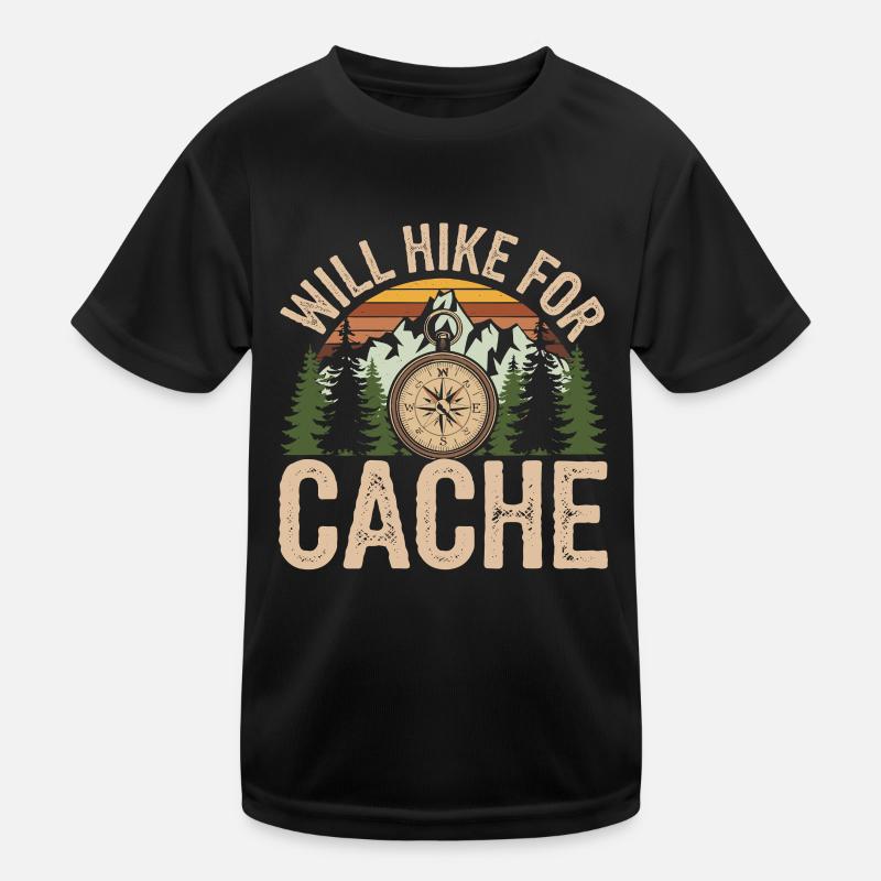 I Hike For Cache Adventure Compass Kids Functional T-Shirt