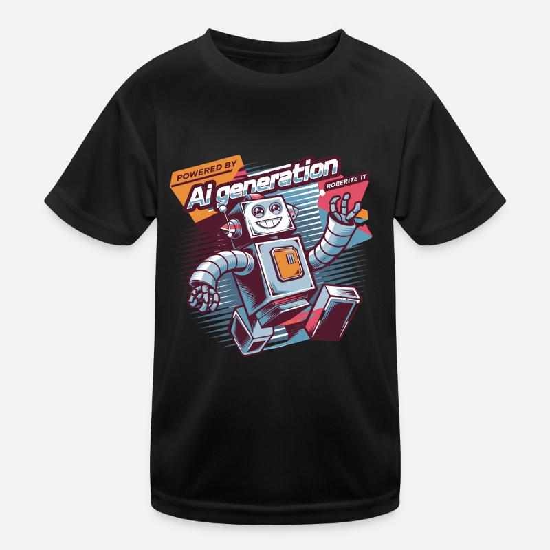 Powered By AI Generation Robot Fun Kids Functional T-Shirt