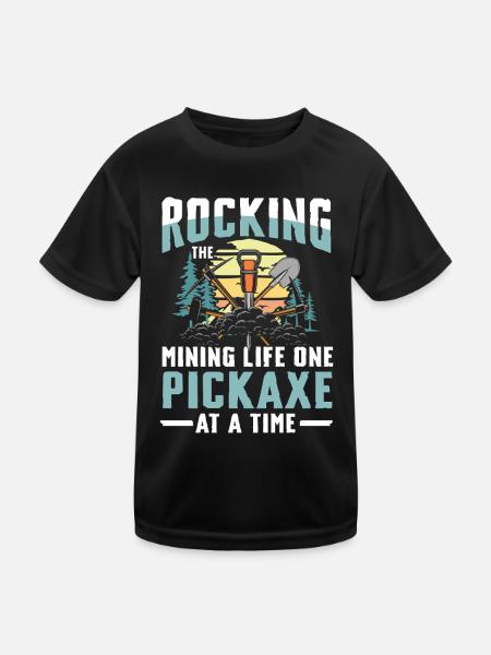 Rocking The Mining Life One Pickaxe At A Time - Kinder Funktions-T-Shirt - Schwarz - Vorne