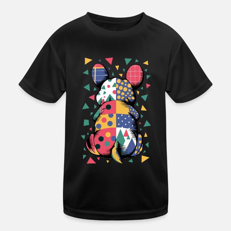 Colorful Geometric Animal Pattern Patchwork Look Kids Functional T-Shirt