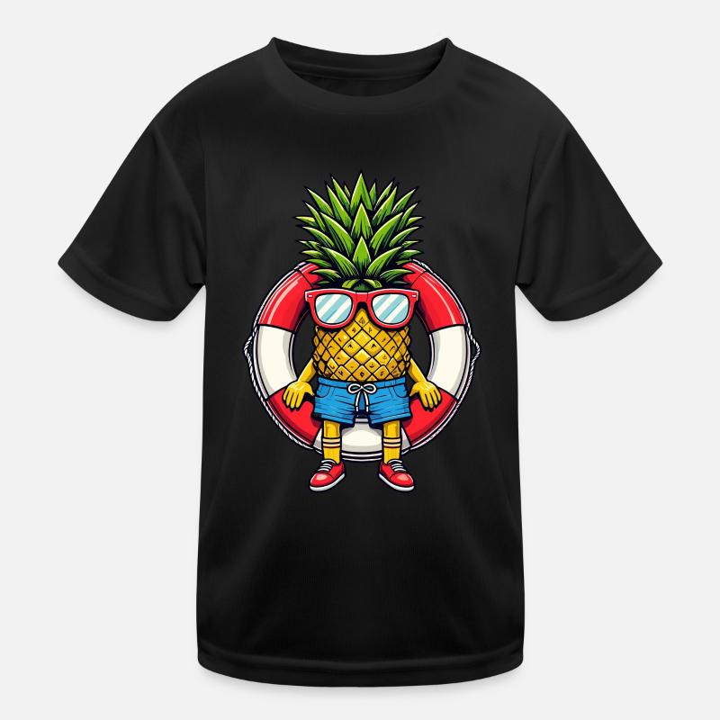 Pineapple Adventure Beach Vacation Cool Summer Motif Kids Functional T-Shirt