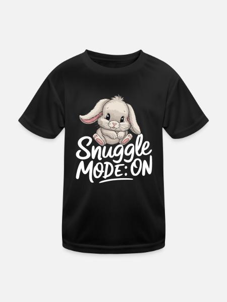 Cuddle Alarm: Snuggle Mode On Cute - Kids Functional T-Shirt - black - Front
