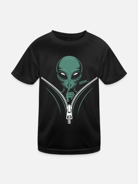 Mysterious Alien Sssh... Mysterious - Kids Functional T-Shirt - black - Front