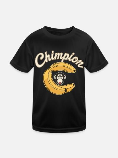 Chimpion Banana Monkey Humorous Art - Kids Functional T-Shirt - black - Front