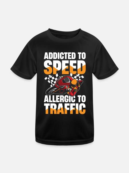 Accro à la vitesse, allergique à - T-shirt sport Enfant - noir - Devant