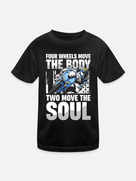 Four wheels move the body, two move the - Kids Functional T-Shirt - black - Front