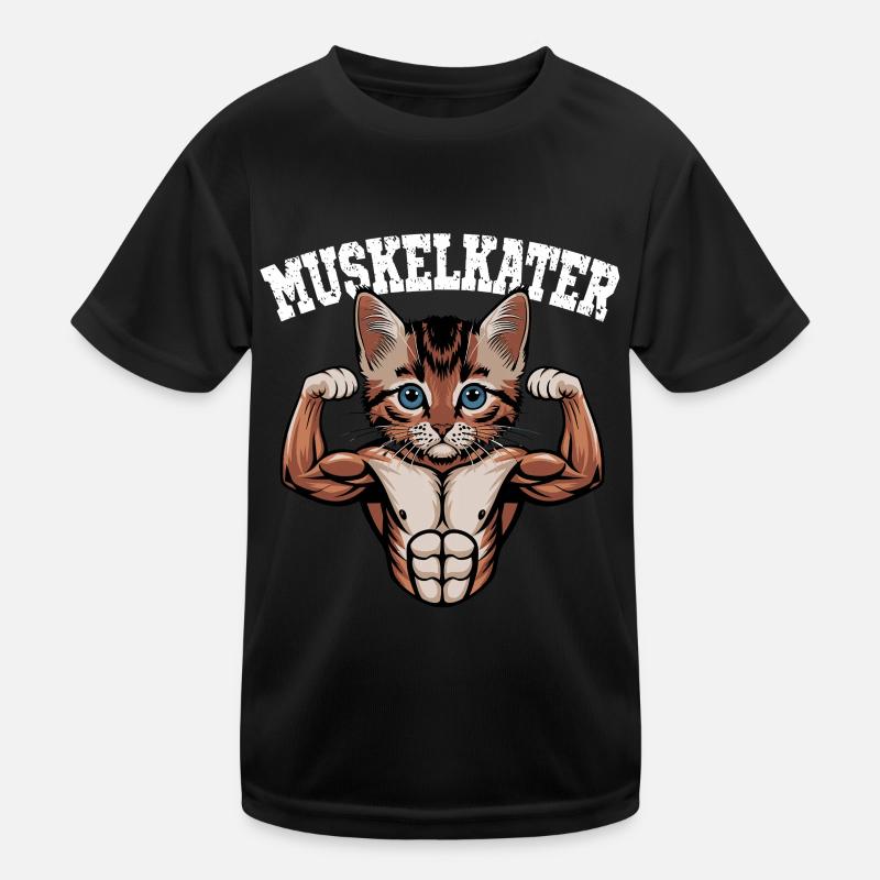Muscle Soreness Funny Cat Bodybuilder Kids Functional T-Shirt