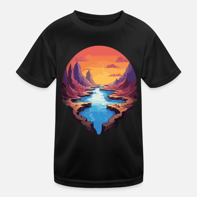 Fascinating canyon landscape at sunset Kids Functional T-Shirt