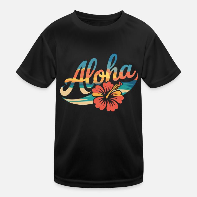 Aloha Summer Hibiscus Beach Sunset Kids Functional T-Shirt