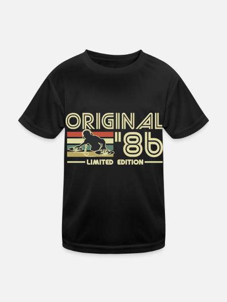 1986 - Kinder Funktions-T-Shirt - Schwarz - Vorne