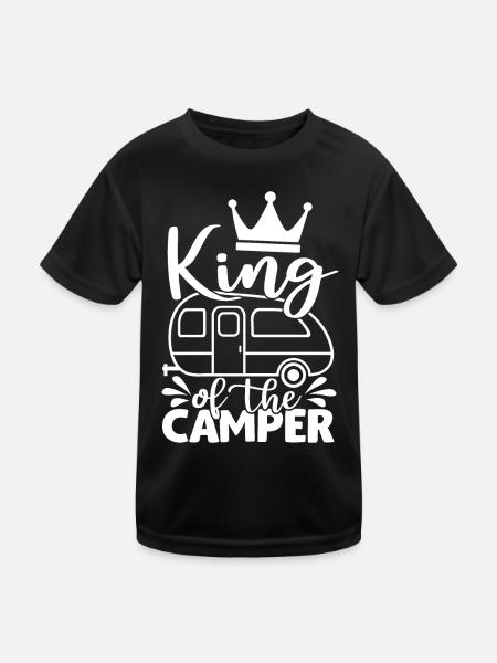 King Of The Camper Funny Quote Camping Saying - Kids Functional T-Shirt - black - Front